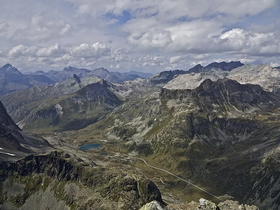 Julier Pass as seen from Piz Polaschin
