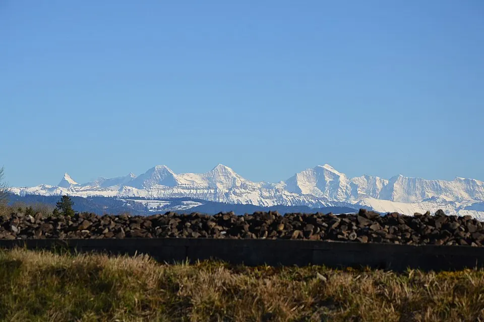 Bernese Alps Eiger, Mönch & Jungfrau seen from Allmendingen bei Bern