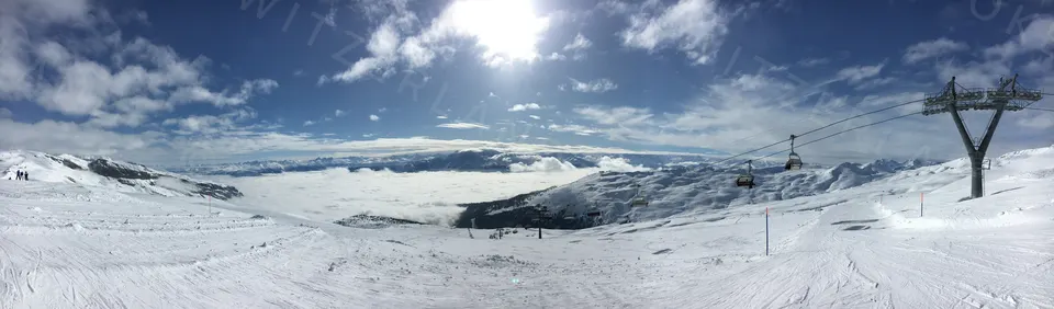 Laax/Flims — Panorama from the Vorab glacier pistes, Laax