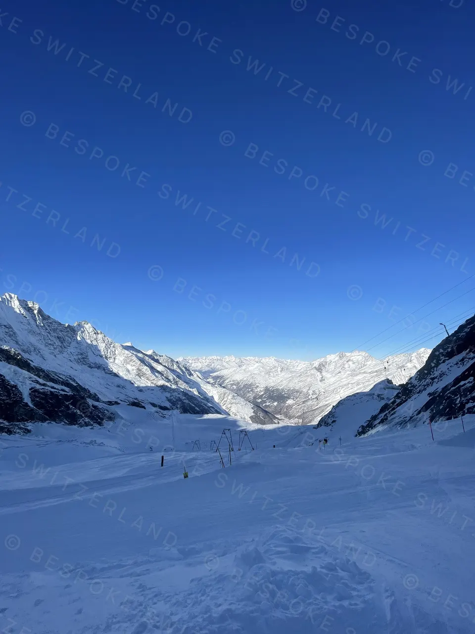 Looking down the Fee Glacier from Mittelallalin, top of the Metro Alpin