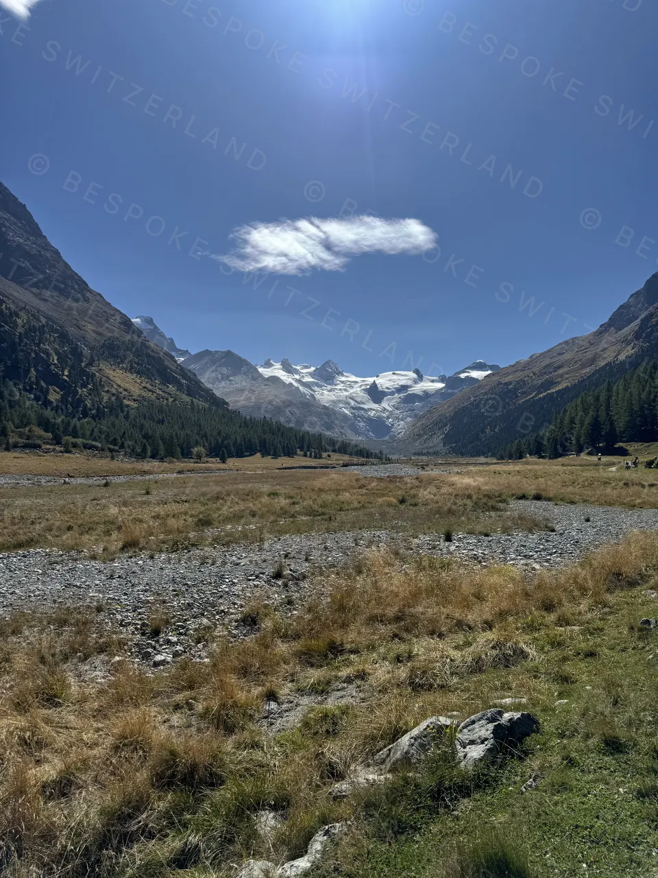 The Roseg Glacier at the head of the Val Roseg