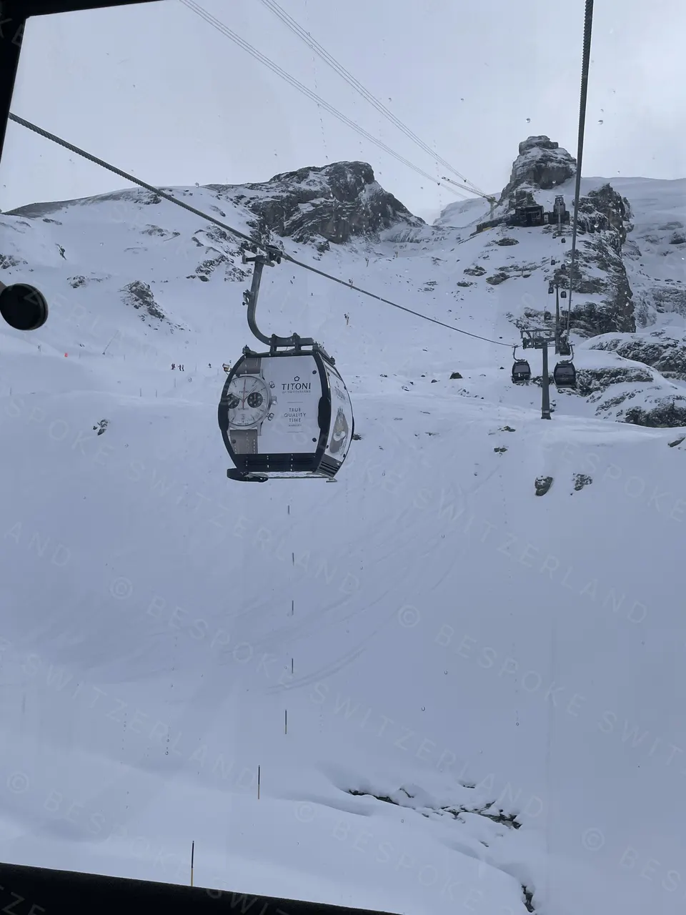 Titlis Rotair — Gondola up to Trübsee in November snow