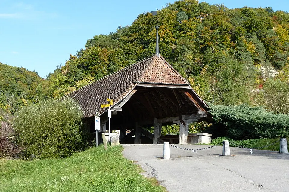 Saane/Sarine — Gedeckte Holzbrücke von Gümmenen P1020356