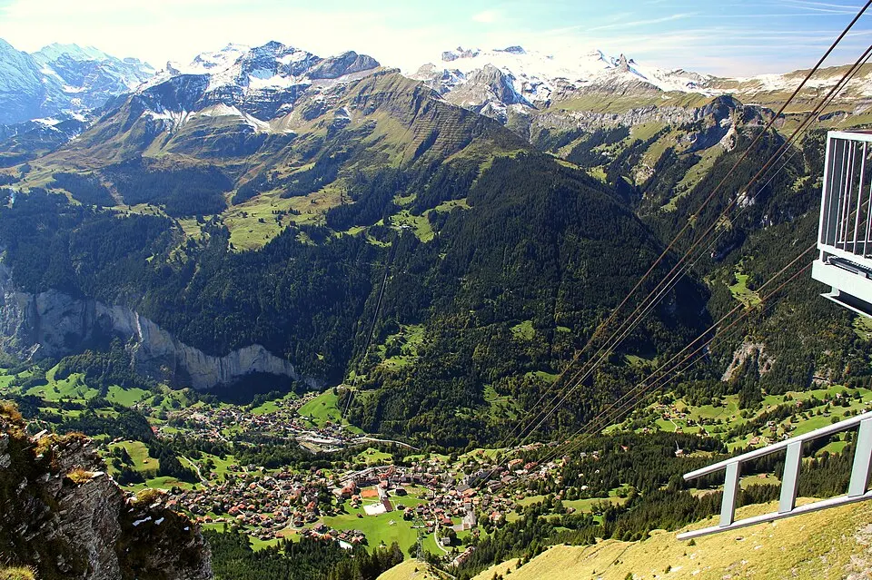Wengen-Maennlichen aerial cableway — Wengen and Lauterbrunnen valley from Mannlichen
